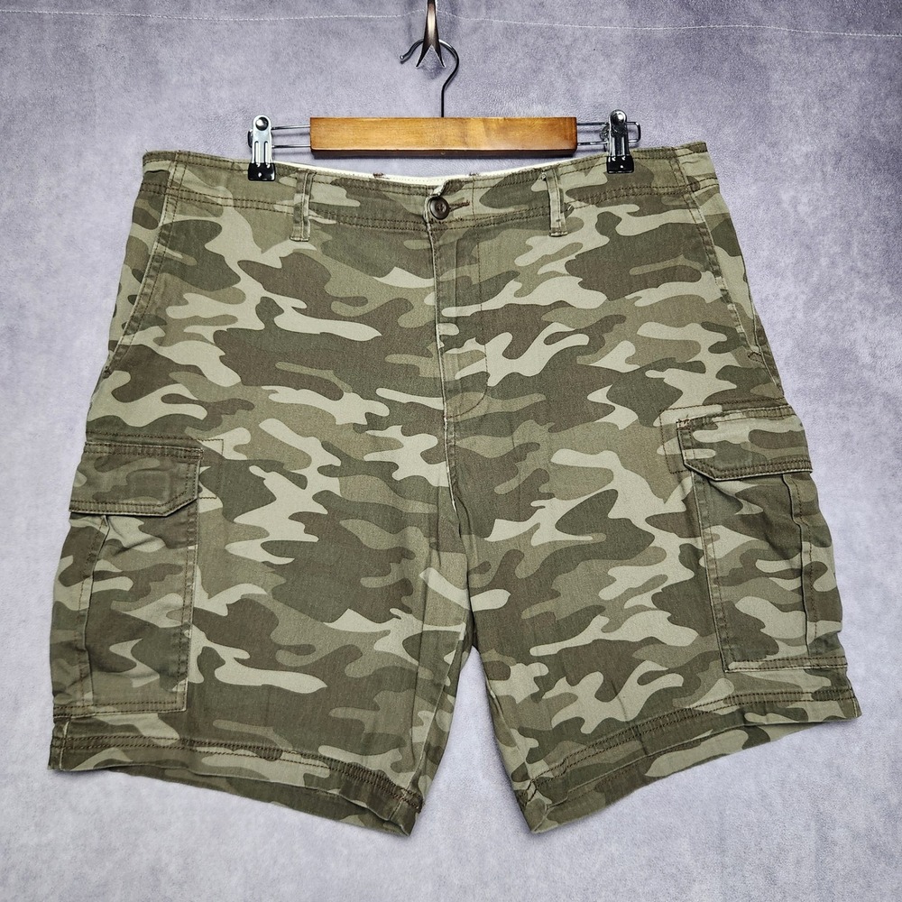 George Mens Camo Cargo Shorts Size 36 Green Camouflage Utility Outdoor Casual